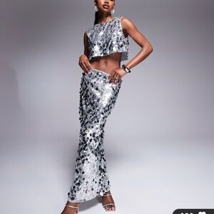 Silver Sequin Two-Piece Set